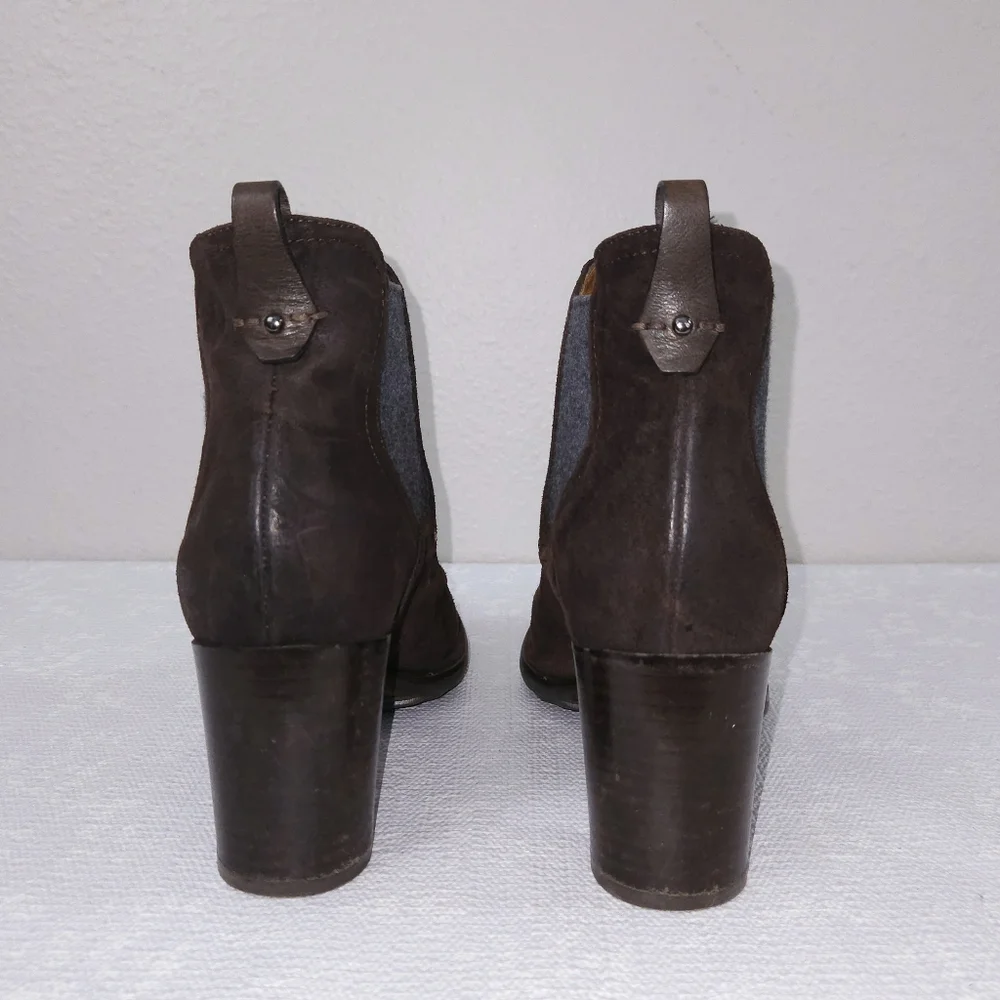 Alberto Fermani Chelsea Boots EU 40.5 Brown Pull-On Heeled Ankle Booties ITALY